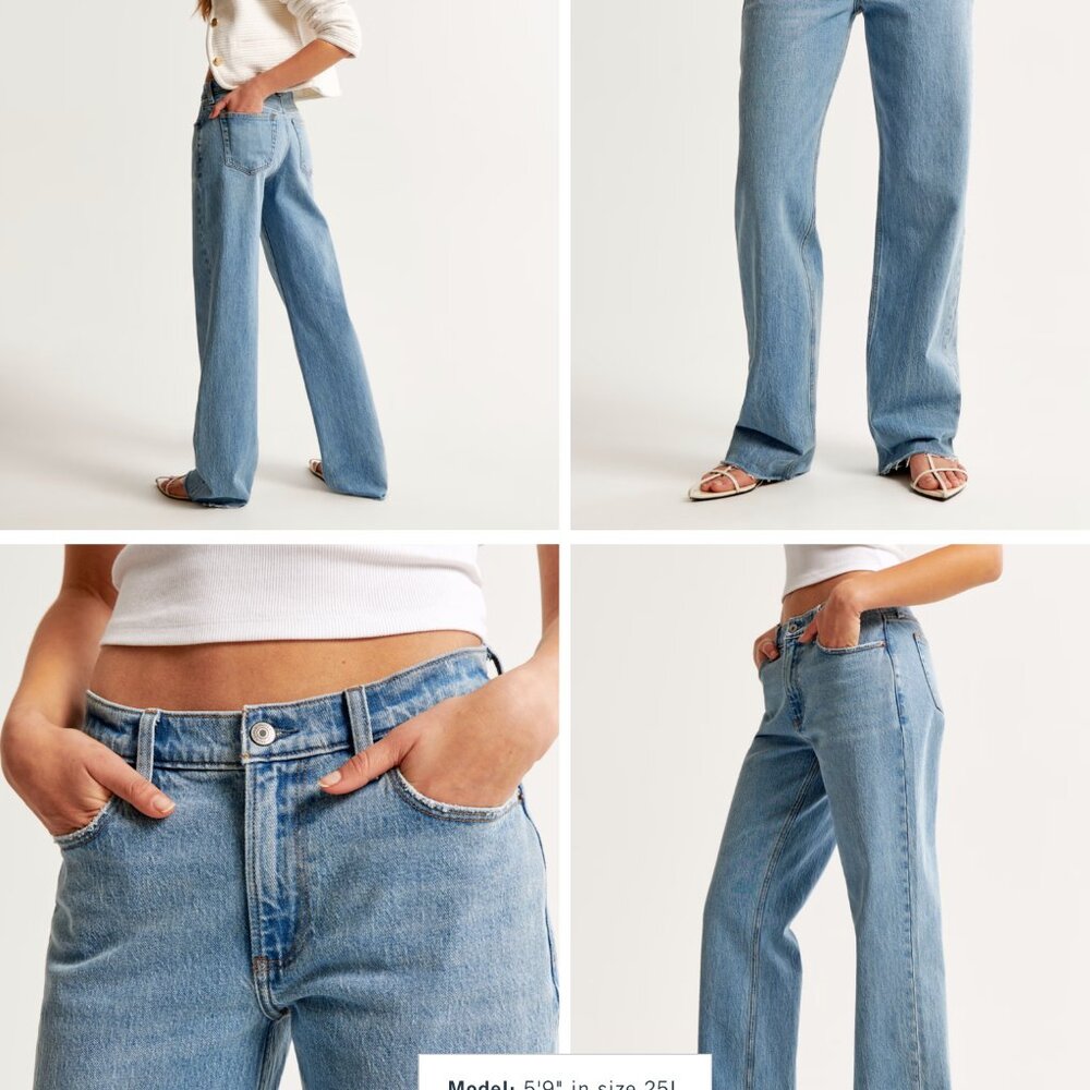Abercrombie Low Rise Baggy Jeans 10L light wash